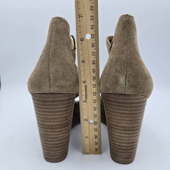 Lucky Brand Reevas Wedge Peep-Toe Ankle Booties, Tan Suede, Women's 10 - Picture 8 of 16